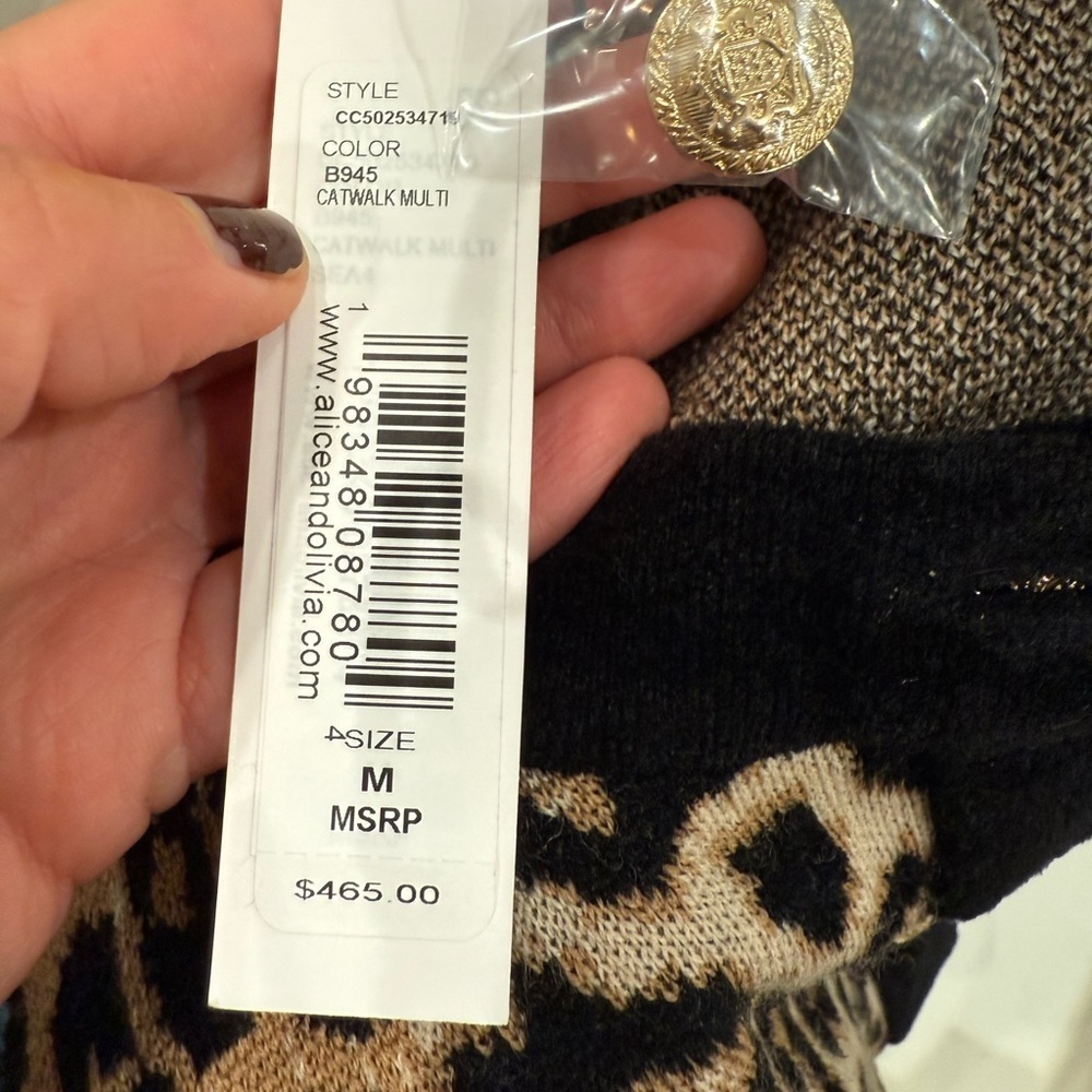 Alice + Olivia NEW Claira Leopard Cardigan Catwalk Multi size medium - Picture 4 of 6